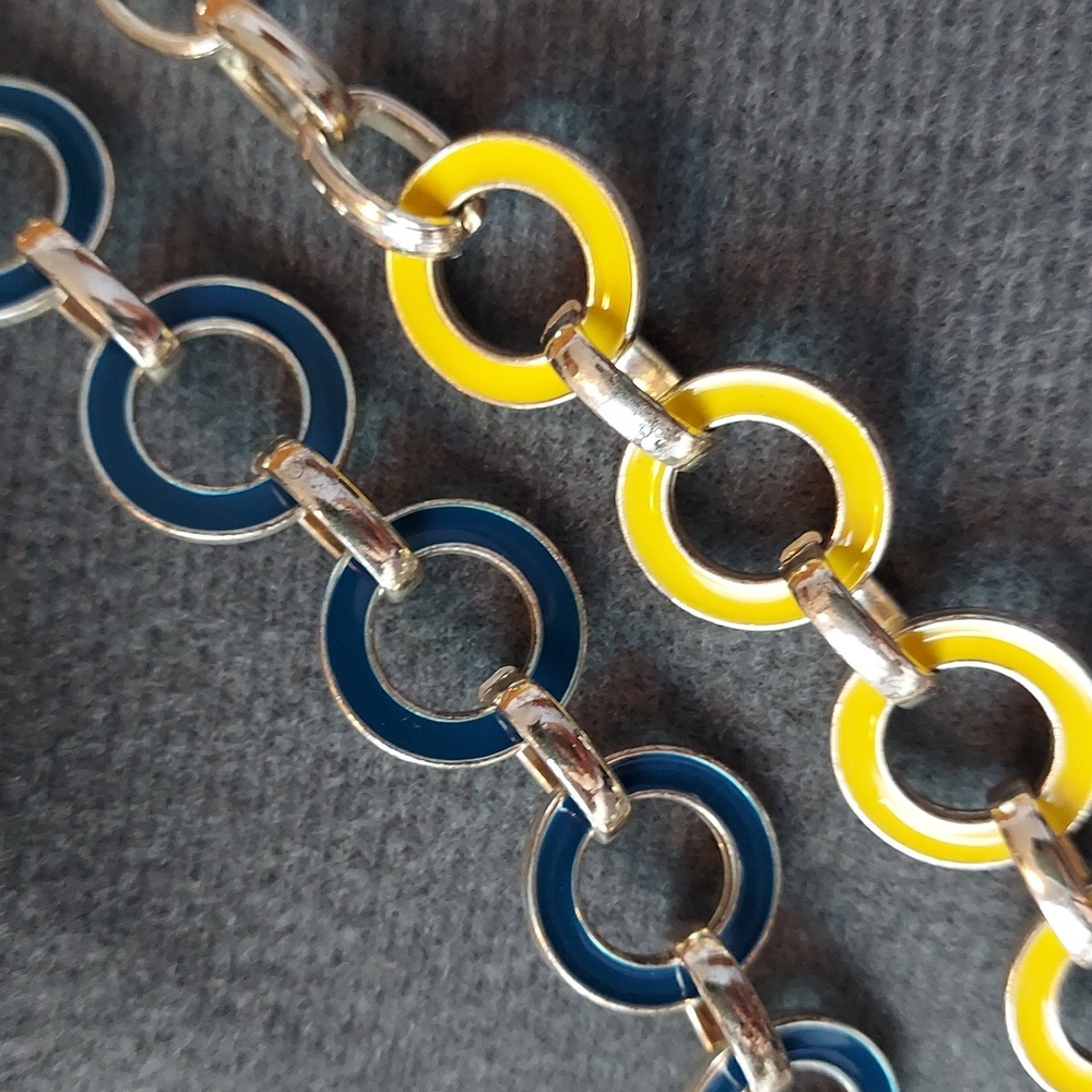 * Two Silver Link Costume Retro Statement Necklac… - image 2